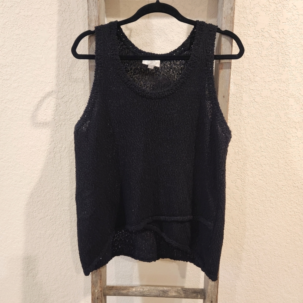 Loft Women's Black Transparent/Sheer Tank Top